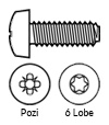DIN 7500 C Pozi / 6 Lobe Pan Head Thread Rolling Screw