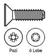 DIN 7500 M Pozi / 6 Lobe Flat Head Thread Rolling Screw
